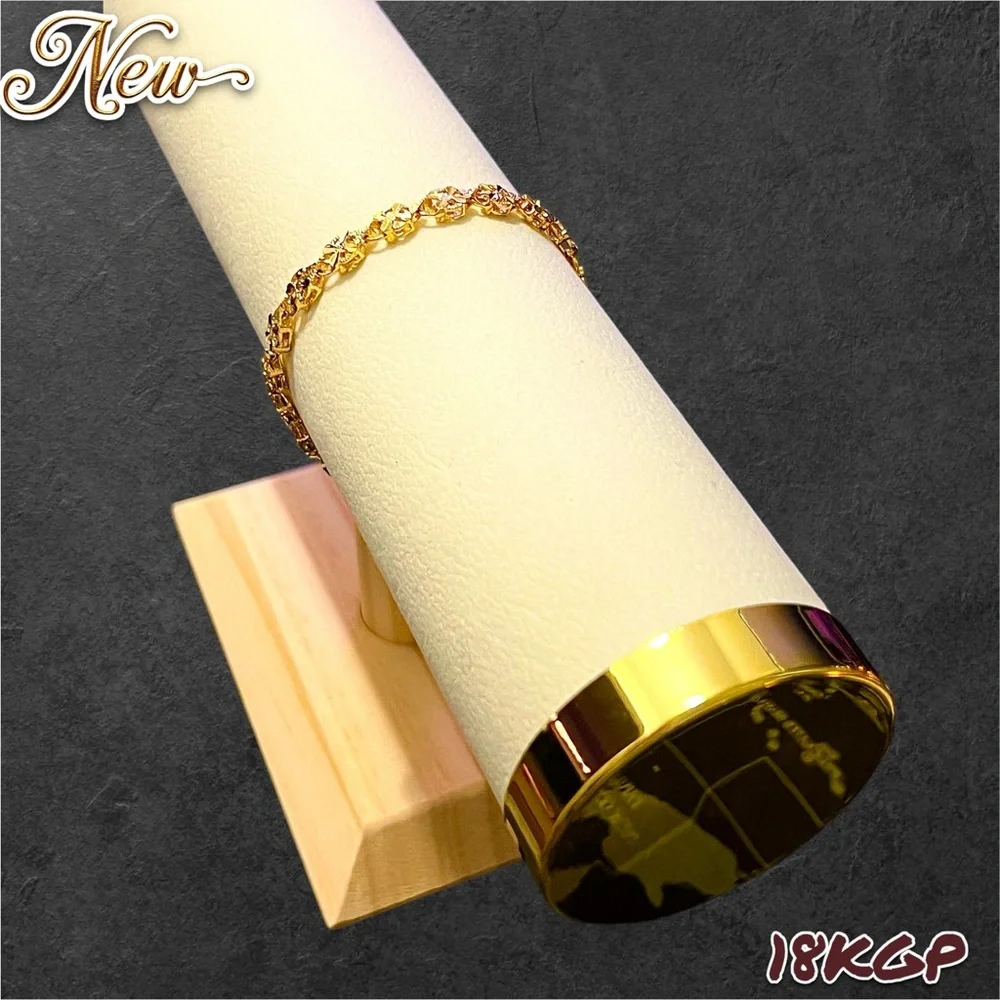 New 18K Gold Plated 8 Inch Four-leaf clover Chain Bracelet Unisex - Picture 8 of 11